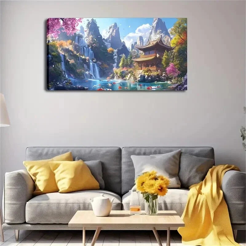 Towering Mountains Quaint Wall Art Canvas Office Home Room Framed 120x60cm