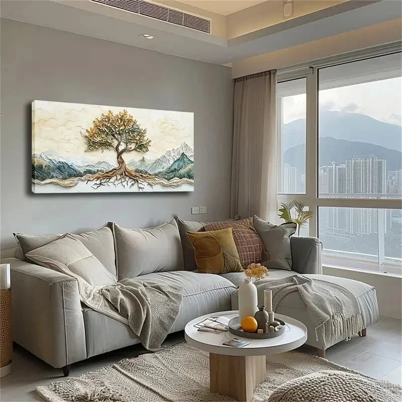 Mix Of Yellow And Green Leaves Wall Art Canvas Office Home Room Framed 120x60cm