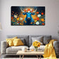 Blue Bull In Flower Field Wall Art Canvas Office Home Room Framed 120x60cm