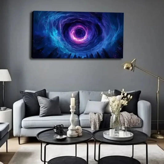Cosmic Black Hole & Futuristic Wall Art Canvas Office Home Room Framed 120x60cm