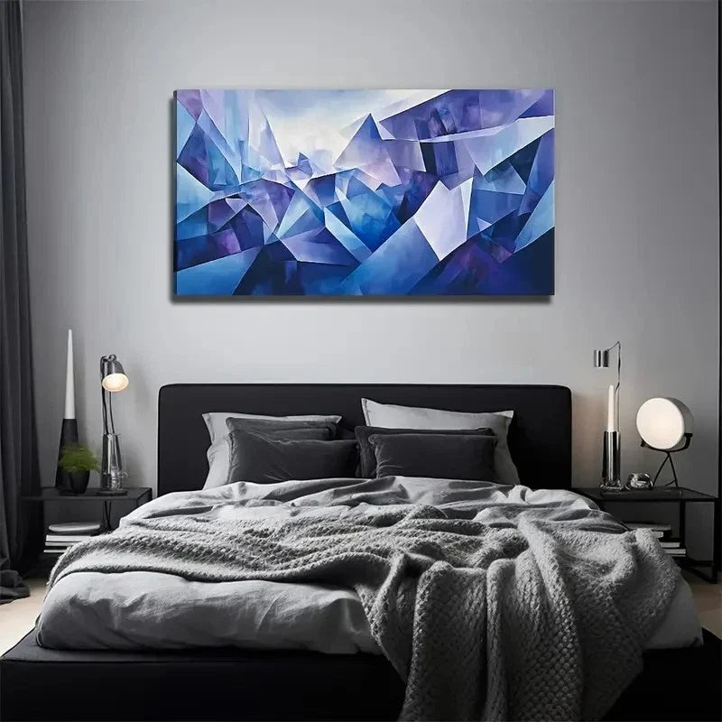 Abstract Mountain Map Nature Wall Art Canvas Office Home Room Framed 80x45cm