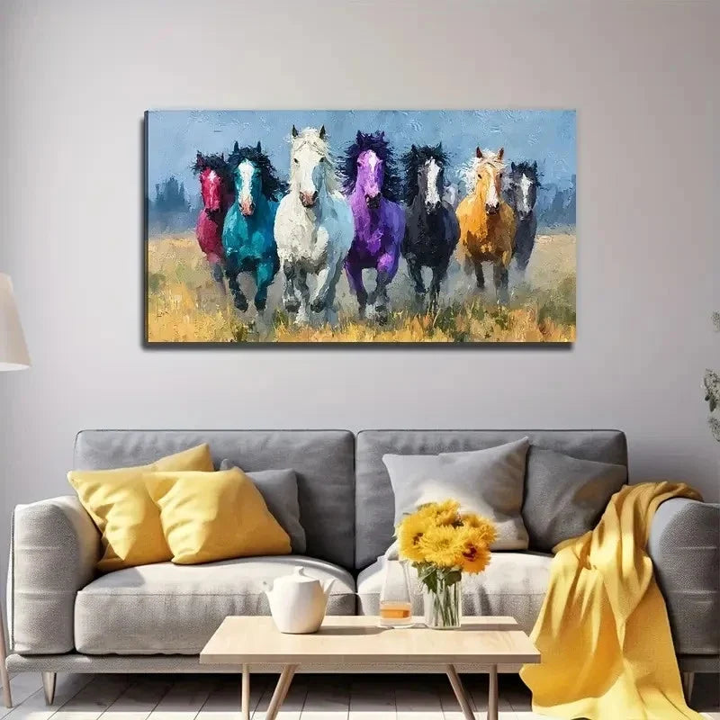 A Galloping Horse The Prairie Wall Art Canvas Office Home Room Framed 80x45cm