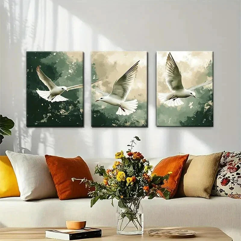 3pcs Soar Seagull Tranquil Nature Scene Perfect Wall Art Set Canvas Framed 40x60cm - High Quality Print 100% Australian Made Wall Canvas Ready to Hang