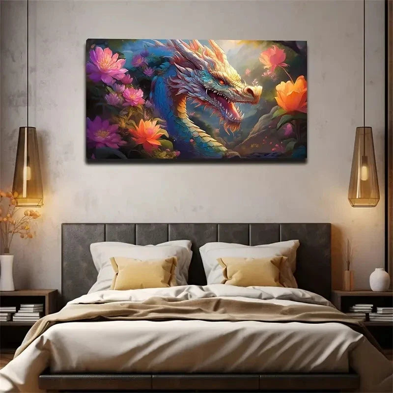 Chinese Dragon Ancient Space Wall Art Canvas Office Home Room Framed 120x60cm
