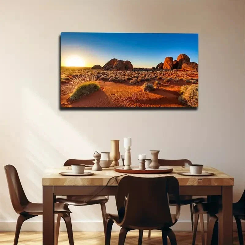 Desert Sunset Decorative Wall Art Canvas Office Home Room Framed 120x60cm