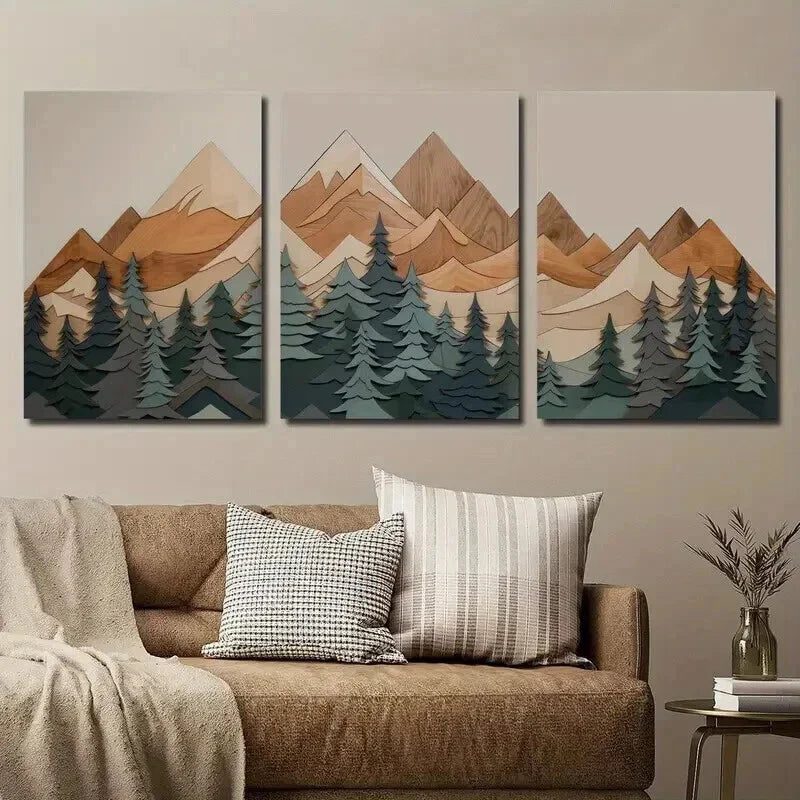 3pcs Abstract Nature Tree Landscape Decor Wall Art Set Canvas Framed 40x60cm - High Quality Print 100% Australian Made Wall Canvas Ready to Hang