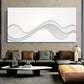 Modern Minimalist White Wave Wall Art Canvas Office Home Room Framed 80x45cm