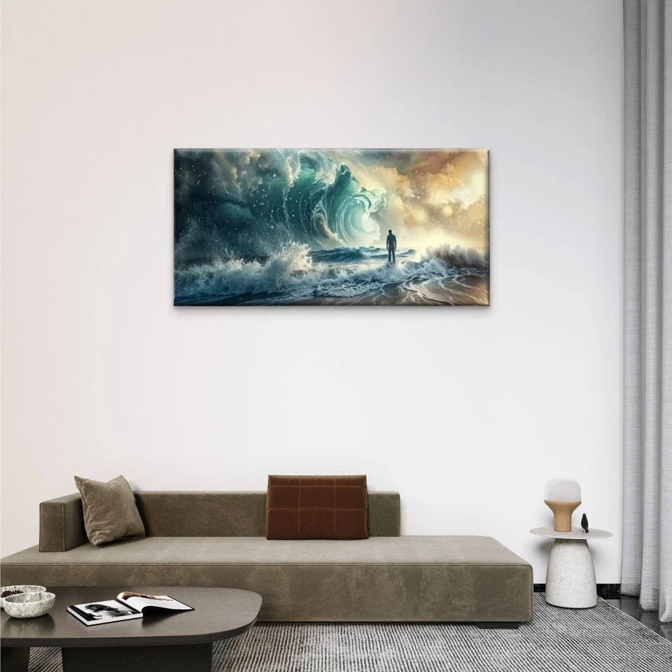 Beach Waves Ocean Scene Wall Art Canvas Office Home Room Framed 120x60cm
