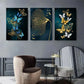 3pcs Butterfly & Golden Dandelion Blue & Golden Metal Print Ready to Hang Art