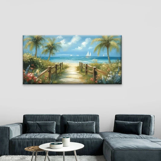 The Road To The Beach Wall Art Canvas Office Home Room Framed 80x45cm