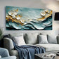 Textured Waves & Floral Accents Wall Art Canvas Office Home Room Framed 120x60cm