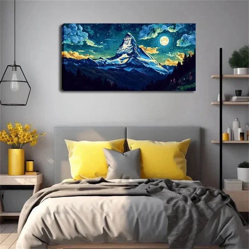 Towering Snow-Capped Mountains Wall Art Canvas Office Home Room Framed 120x60cm