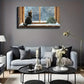 Charming Cat Looking Out Window Wall Art Canvas Office Home Room Framed 120x60cm