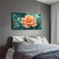 Peony Bloom Teal & Golden Wall Art Canvas Office Home Room Framed 120x60cm