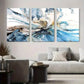 3pcs Blue and Beige Fluid Abstract Swirling Metal Print Ready to Hang Art