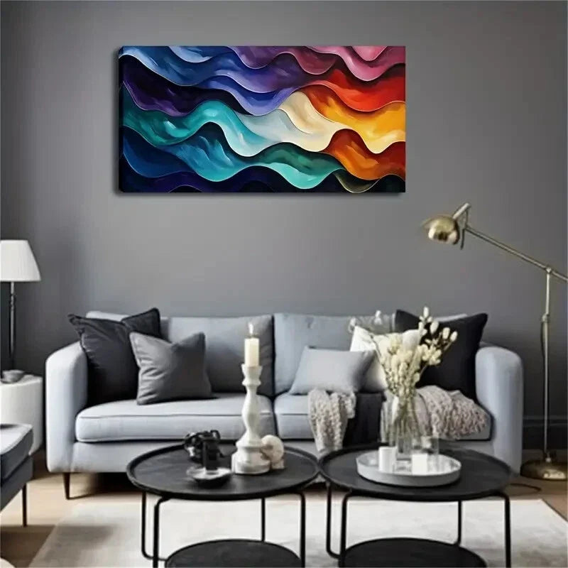Presenting Wavy Colors Composed Wall Art Canvas Office Home Room Framed 80x45cm