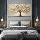 Leaf Collage Tree Design Wall Art Canvas Office Home Room Framed 80x45cm