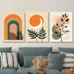3pcs Boho Rainbow, Sun, And Leaf Modern Abstrac Wall Art Set Canvas Framed 40x60cm - High Quality Print 100% Australian Made Wall Canvas Ready to Hang