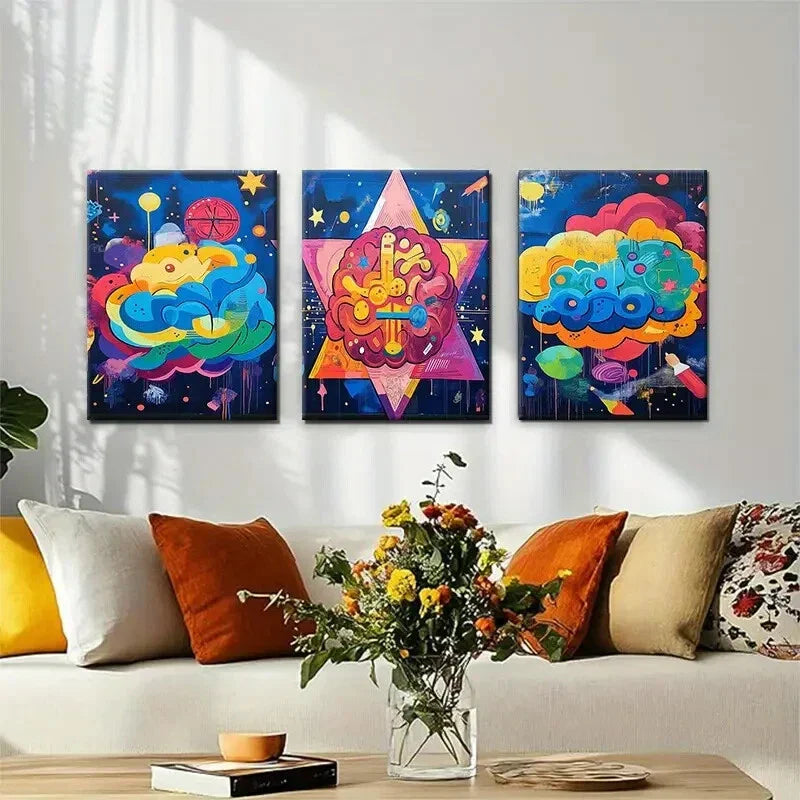 3pcs Abstract Cosmic Cloud Colorful Perfect Wall Art Set Canvas Framed 40x60cm - High Quality Print 100% Australian Made Wall Canvas Ready to Hang