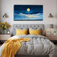 Moonlit Night Sky Snow-Capped Wall Art Canvas Office Home Room Framed 120x60cm