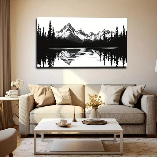 Serene Lake And Mountain Lands Wall Art Canvas Office Home Room Framed 120x60cm