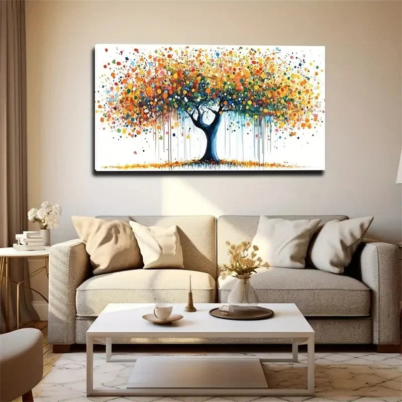 Polka Shaped Leaves Suitable Wall Art Canvas Office Home Room Framed 120x60cm