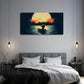 Serene Fishing Scene at Sunset Wall Art Canvas Office Home Room Framed 80x45cm