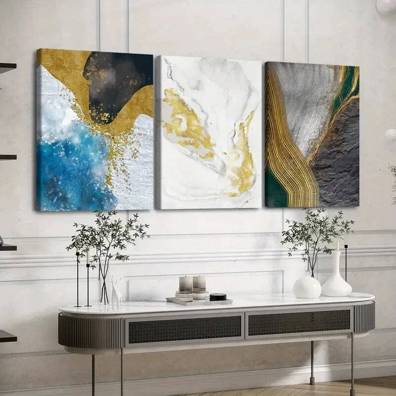 3pcs Fashion Retro Nordic Style Abstract color Wall Art Set Canvas Framed 40x60cm - High Quality Print 100% Australian Made Wall Canvas Ready to Hang
