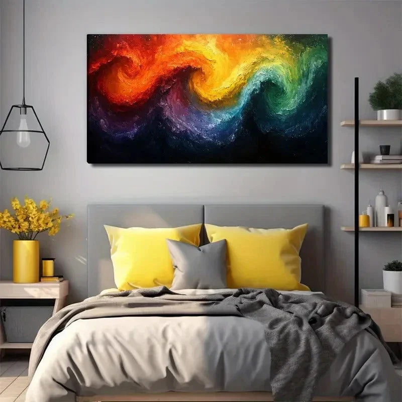 Large Abstract Painting Wall Art Canvas Office Home Room Framed 120x60cm