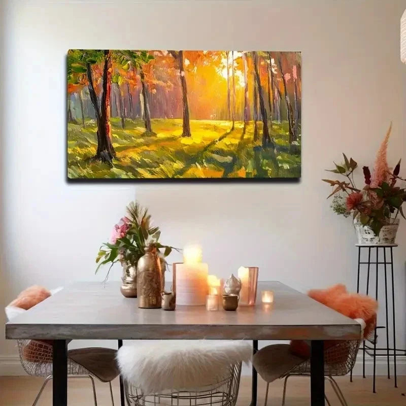 Vibrant Forest Décor Modern Wall Art Canvas Office Home Room Framed 120x60cm