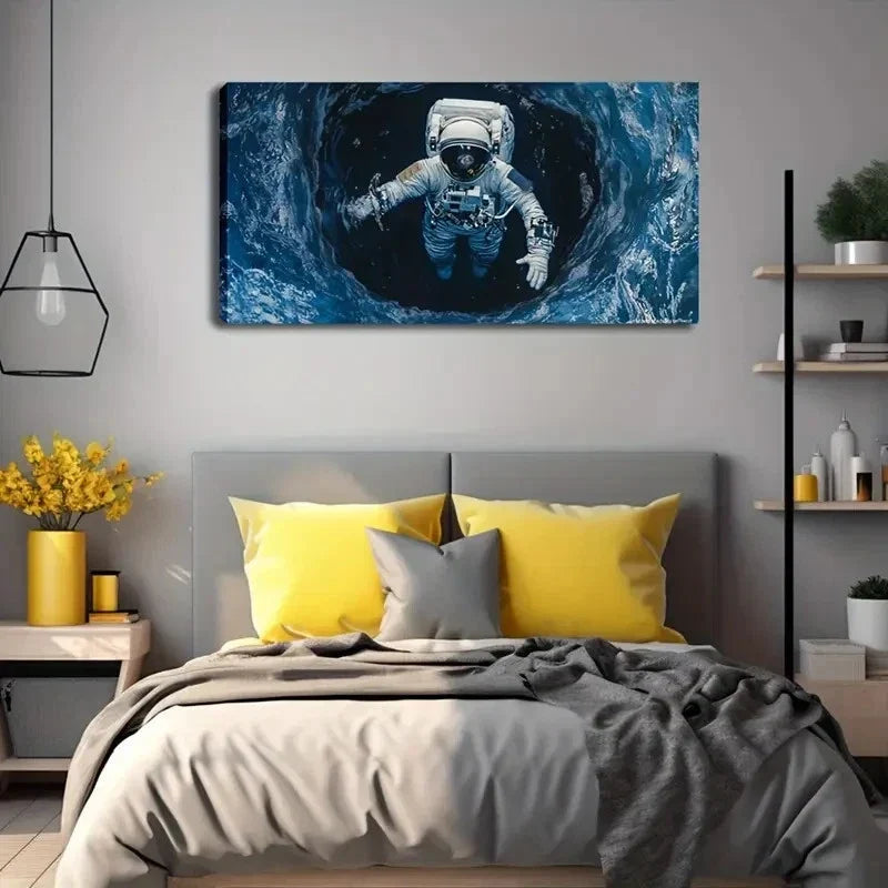 Astronaut In Deep Blue Vortex Wall Art Canvas Office Home Room Framed 120x60cm