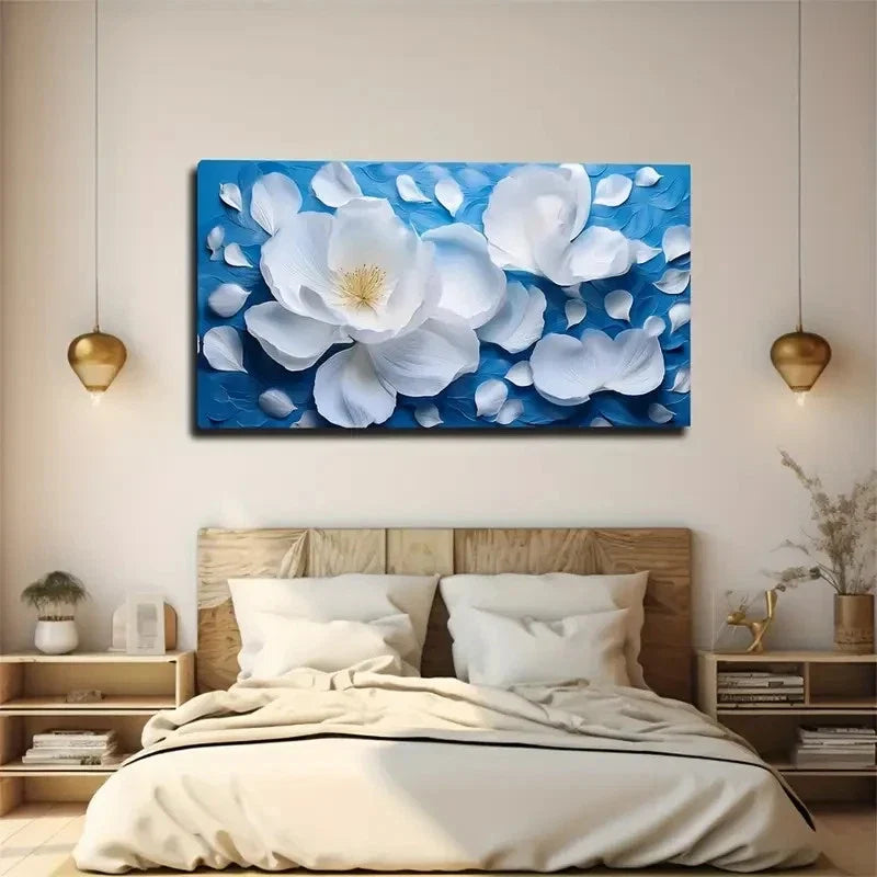 Modern Bohemian Blue Wall Art Canvas Office Home Room Framed 120x60cm