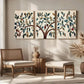 3pcs Vibrant Tree of Life Colorful Birds Metal Print Ready to Hang Art