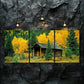 3pcs Autumn Wooden House Forest Nature Perfect Wall Art Set Canvas Framed 40x60cm - High Quality Print 100% Australian Made Wall Canvas Ready to Hang