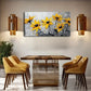 Vibrant Yellow Flowers on Gray Wall Art Canvas Office Home Room Framed 120x60cm