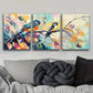 3pcs Birds Perched on Branches Nature Perfect Wall Perfect Wall Art Set Canvas Framed 40x60cm - High Quality Print 100% Australian Made Wall Canvas Ready to Hang