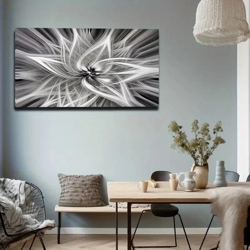 Modern Black & White Geometric Wall Art Canvas Office Home Room Framed 120x60cm