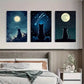 3pcs Cat in the Night Sky Starry Night Cat Metal Print Ready to Hang Art