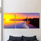 3pcs Beautiful Sunset Beach Triptych Vibrant Metal Print Ready to Hang Art