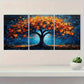 3pcs Vibrant Autumn Foliage Blue Geometric Metal Print Ready to Hang Art