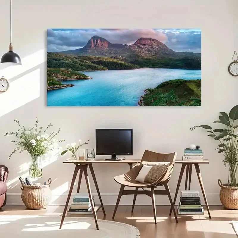 Scottish Sunset Island Classic Wall Art Canvas Office Home Room Framed 120x60cm