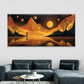 Night Scene with Mountain Wall Art Canvas Office Home Room Framed 120x60cm
