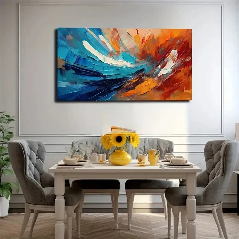 Rhythmical Paint Pattern Wall Art Canvas Office Home Room Framed 120x60cm