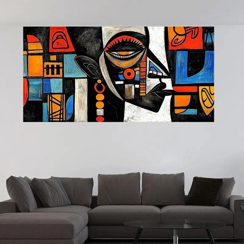 Picasso-Style Abstract Vibrant Wall Art Canvas Office Home Room Framed 120x60cm