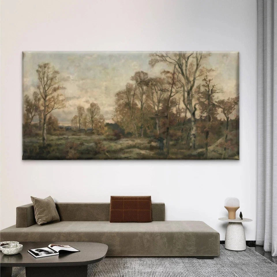 Autumn Forest Landscape Wall Art Canvas Office Home Room Framed 80x45cm