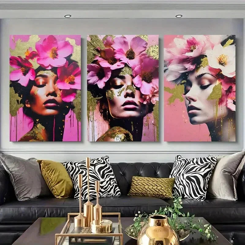 3pcs Modern Abstract with Golden Paint Splashes Metal Print Ready to Hang Art