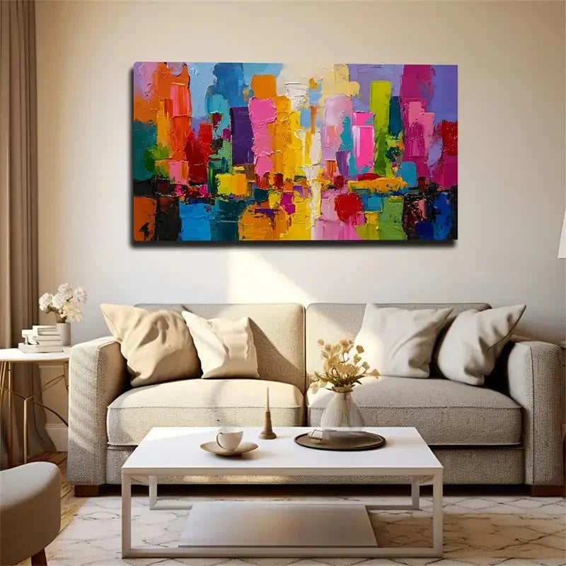 Adhesive Backing - Minimalist Wall Art Canvas Office Home Room Framed 80x45cm