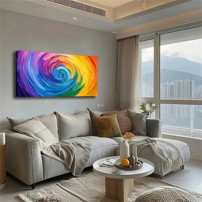 Vibrant Colorful Vortices Wall Art Canvas Office Home Room Framed 120x60cm