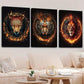 3pcs Fire Leopard Head And Tiger Lion Wall Art Set Canvas Framed 40x60cm - High Quality Print 100% Australian Made Wall Canvas Ready to Hang