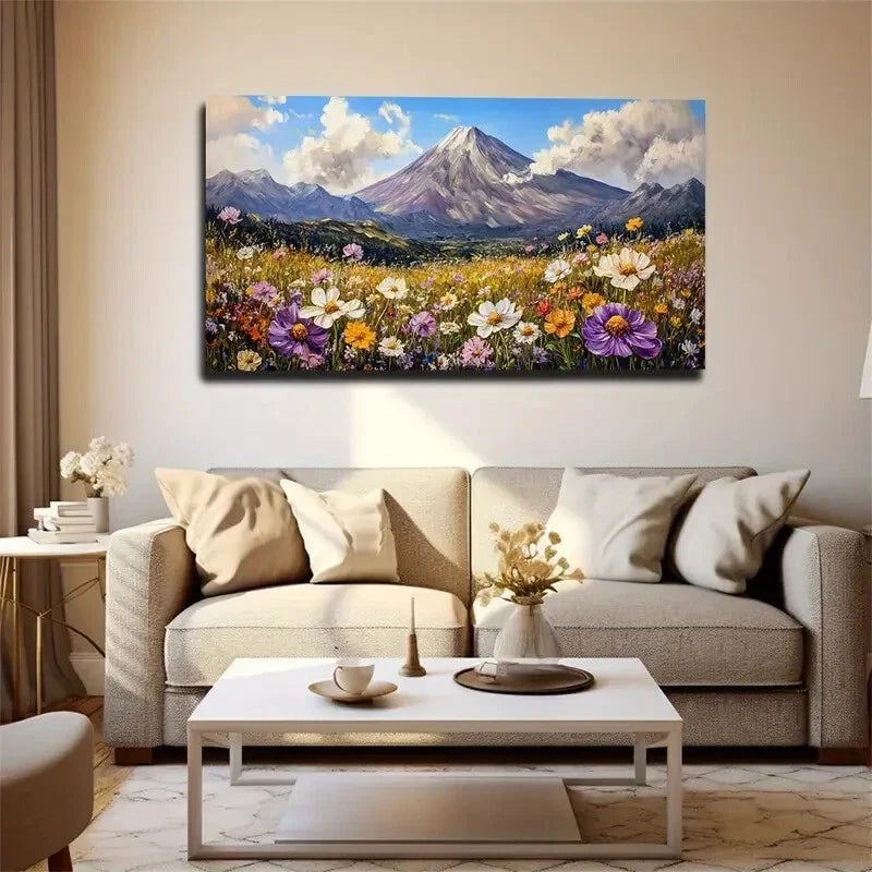 Colorful Wildflowers Mount Wall Art Canvas Office Home Room Framed 120x60cm